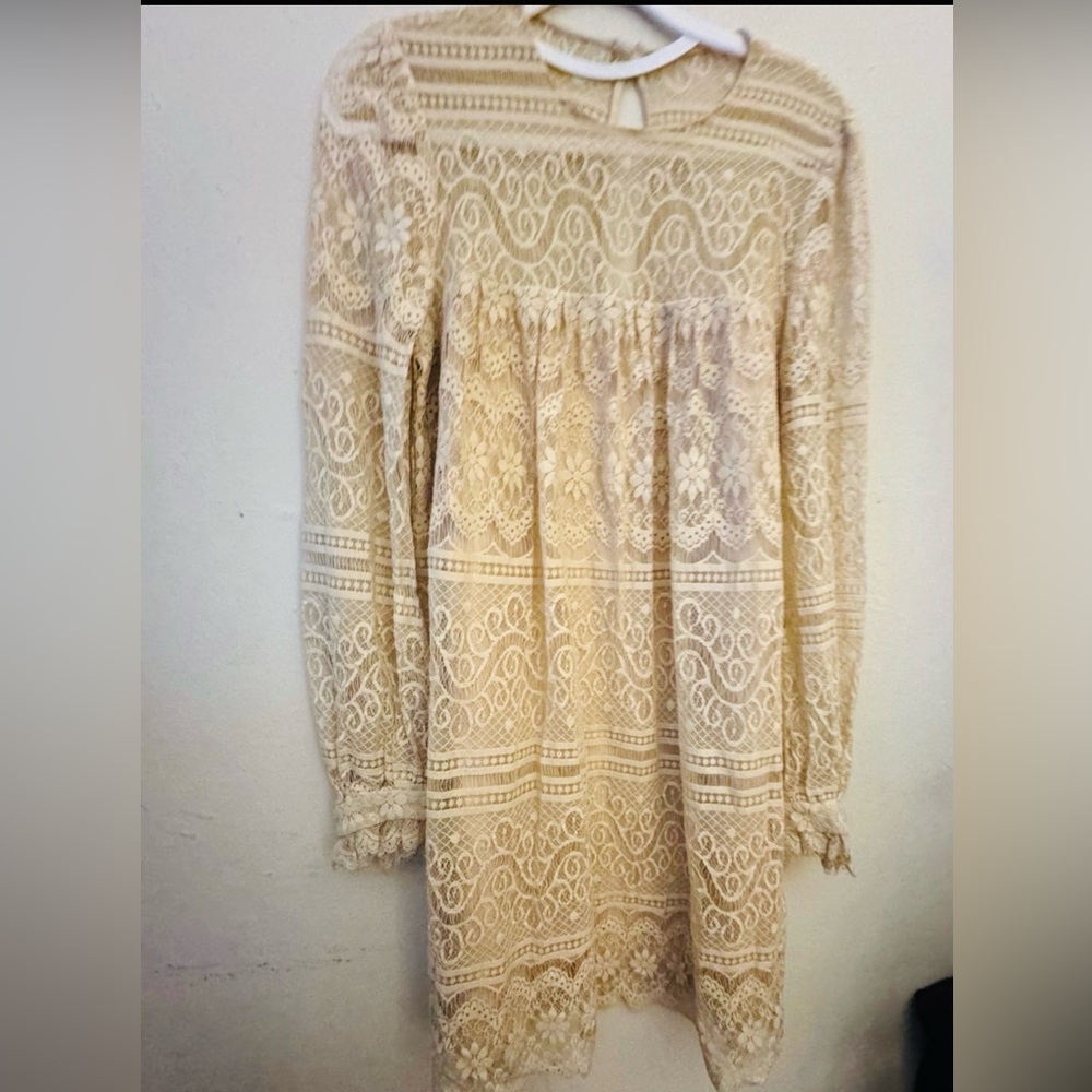 Milly Cream Lace Long Sleeve Dress